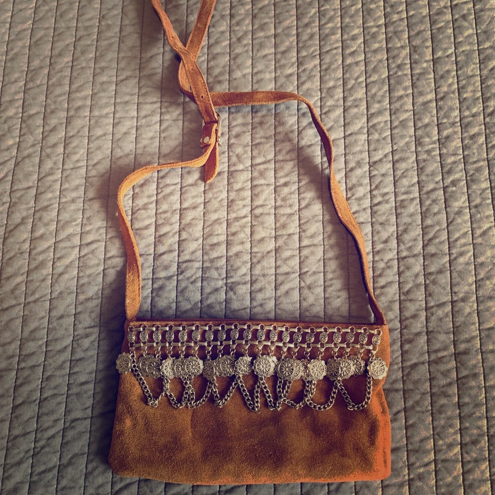 Genuine suede/leather express shoulder bag
